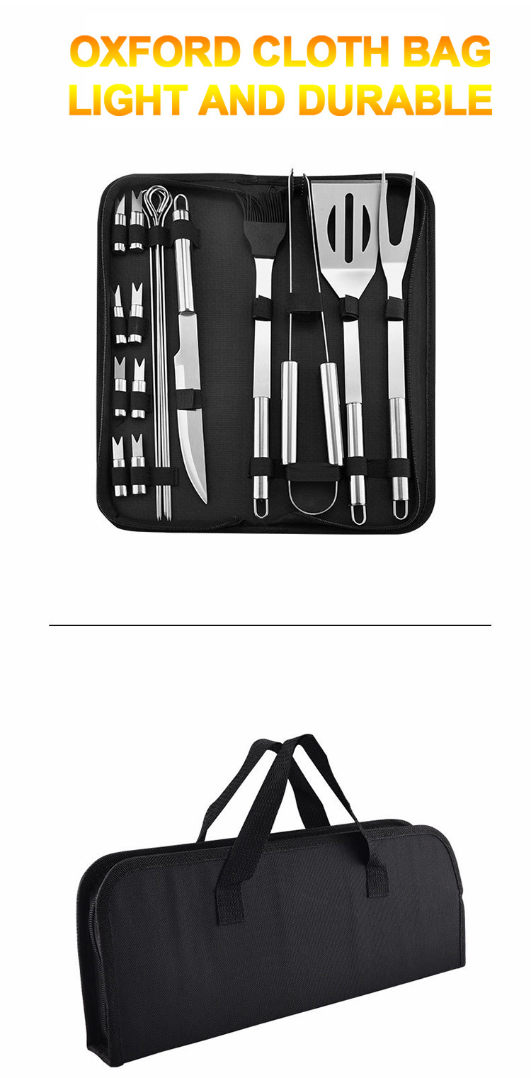 Multifunctional BBQ Grill Supplies Stainless Steel Barbecue Utensils With Storage Bag