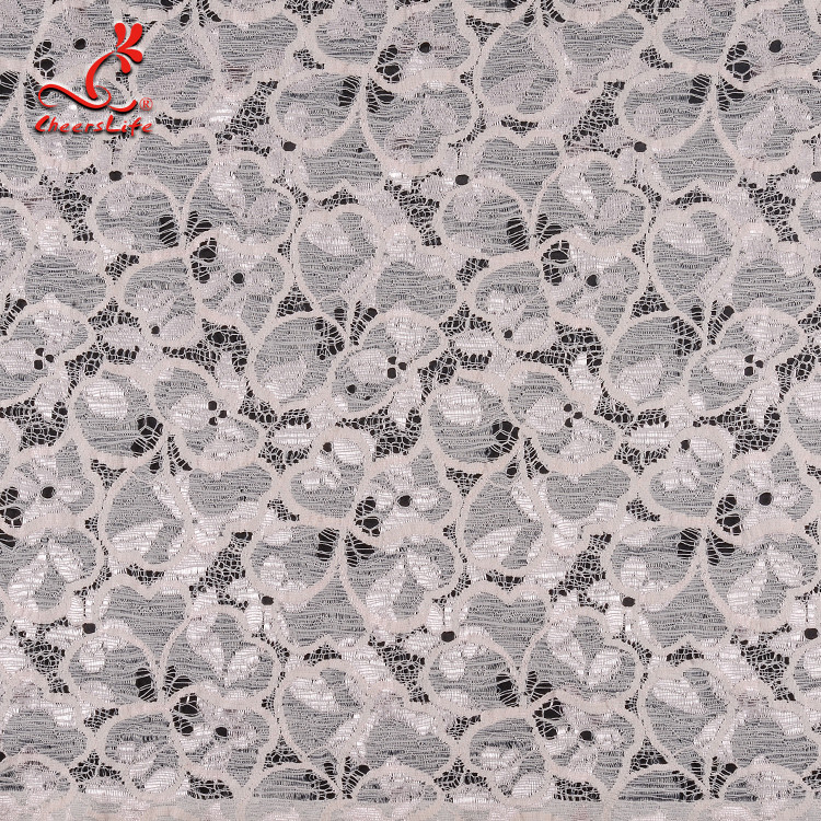 Fashion Swiss Lace Fabric 140cm Width / Embroidered Bridal Lace Fabric