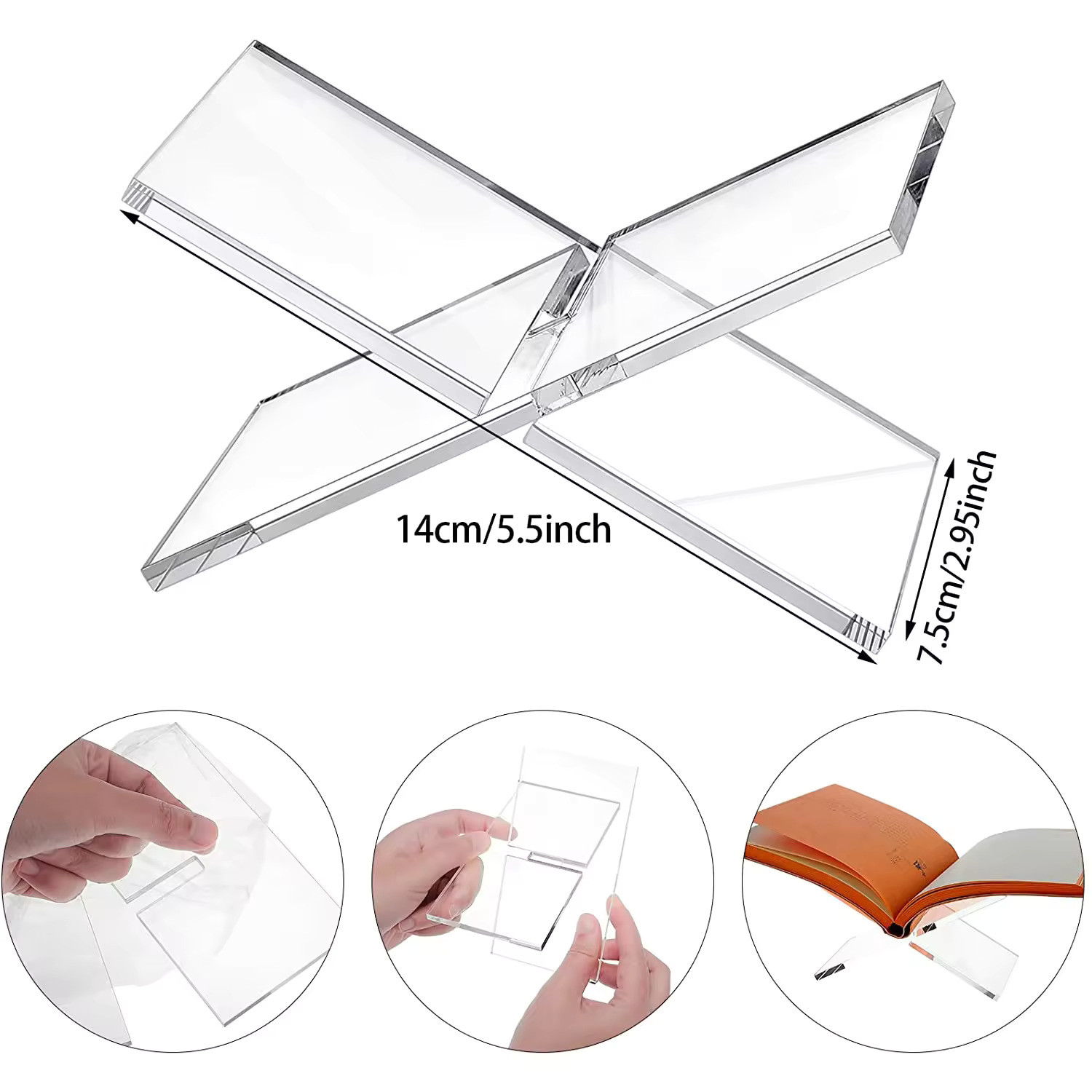 Stylish Design Assembled Acrylic Book Stand , Lucite Book Holder Custom Color