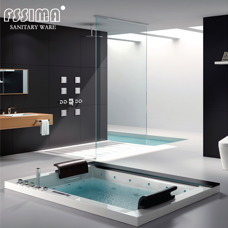 72 Inch Waterfall Whirlpool Bathtub With Lights European Standard Jacuzzi