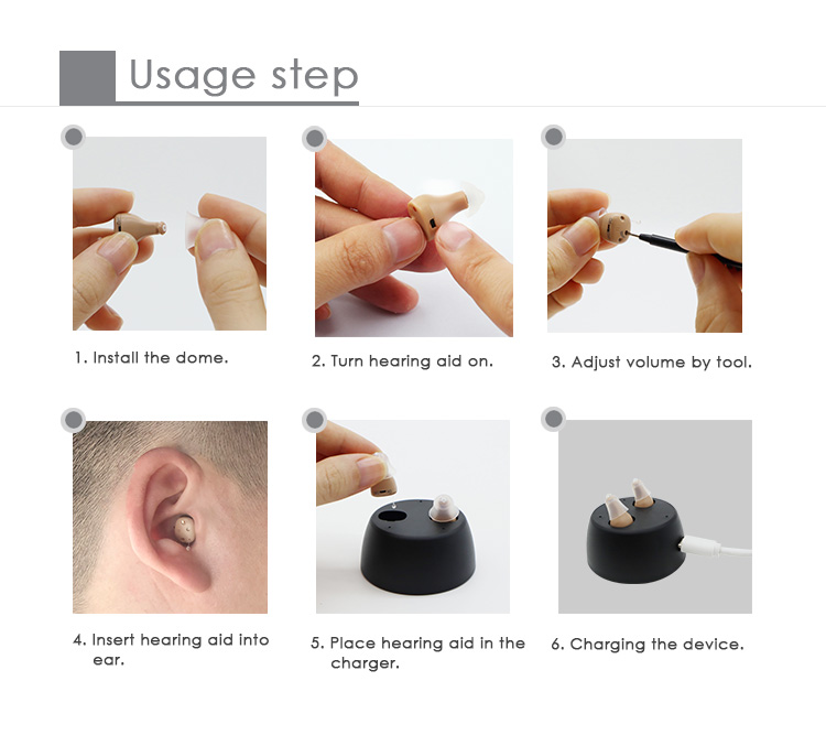 Completely In Canal Rechargeable Hearing Aids For Deaf People Blue Red