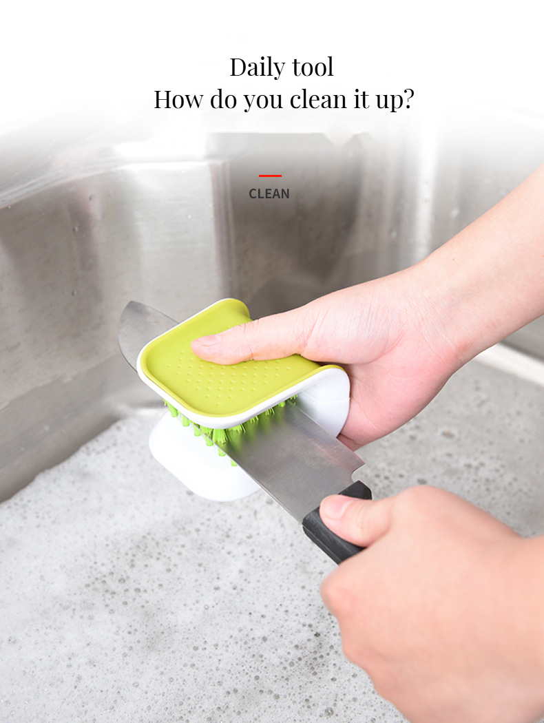 Multi-Functional PP and Nylon Scrub Kitchen Blade Cleaning Brush for Cutlery Cleaning