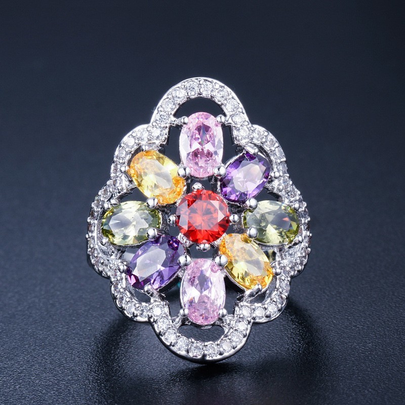 Crystal Rings For Women Circle CZ Ring Fashion Engagement Ring Jewelry Copper Gold-Plated zircon Wedding Ring for Gifts