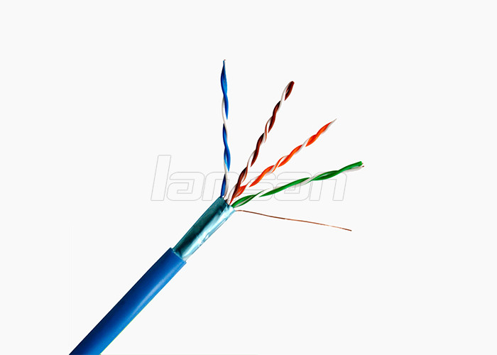 Solid Bare Copper FTP Cat5e Lan Cable HDPE Insulation 24 Awg Twisted Pair Shielded Cable