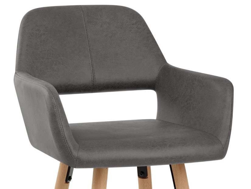 Wooden Dark Grey PU Leather Bar Stool