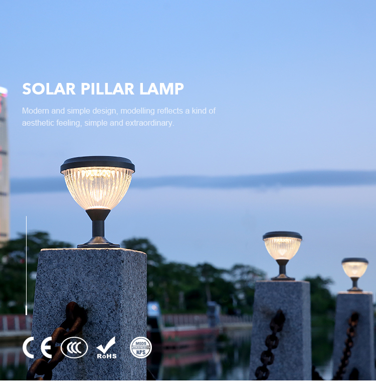 Weatherproof IP65 Solar Gate Post Lights 2W With Aluminum Lamp Body