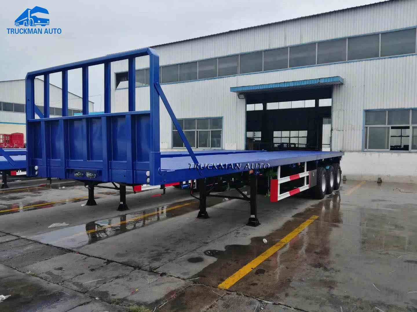 Bottom 3mm 40 Tons 4 Axles Flatbed Fence Semi Trailer
