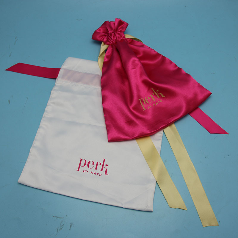 Security Satin Drawstring Bag Hot Stamping Surface Handling For Shoe Packing