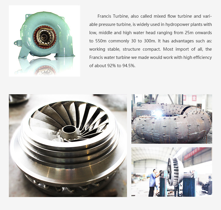 Small 100kw Francis Turbine Generator , Hydroelectric Water Turbine