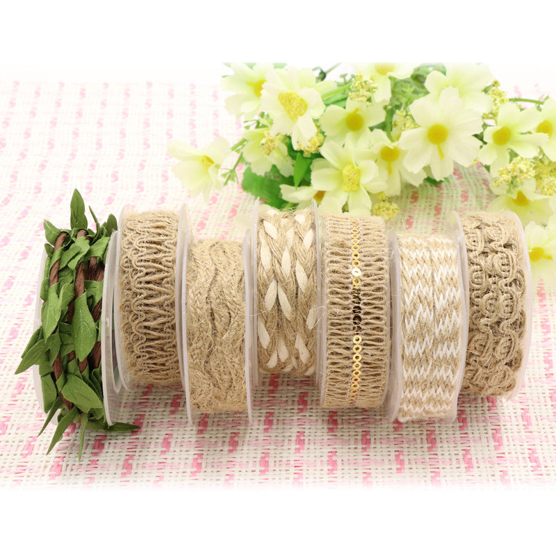 Garment Decoration Jute Rope Ribbon Gift Packing Wired Burlap Ribbon