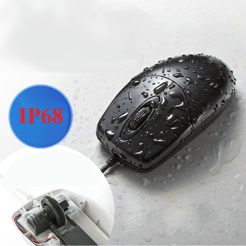 IP68 Washable Medical Anti-virus Disinfectable Wired Sleek Fashable Plastic Mouse with Right Left Click Buttons and Scroll Wheel