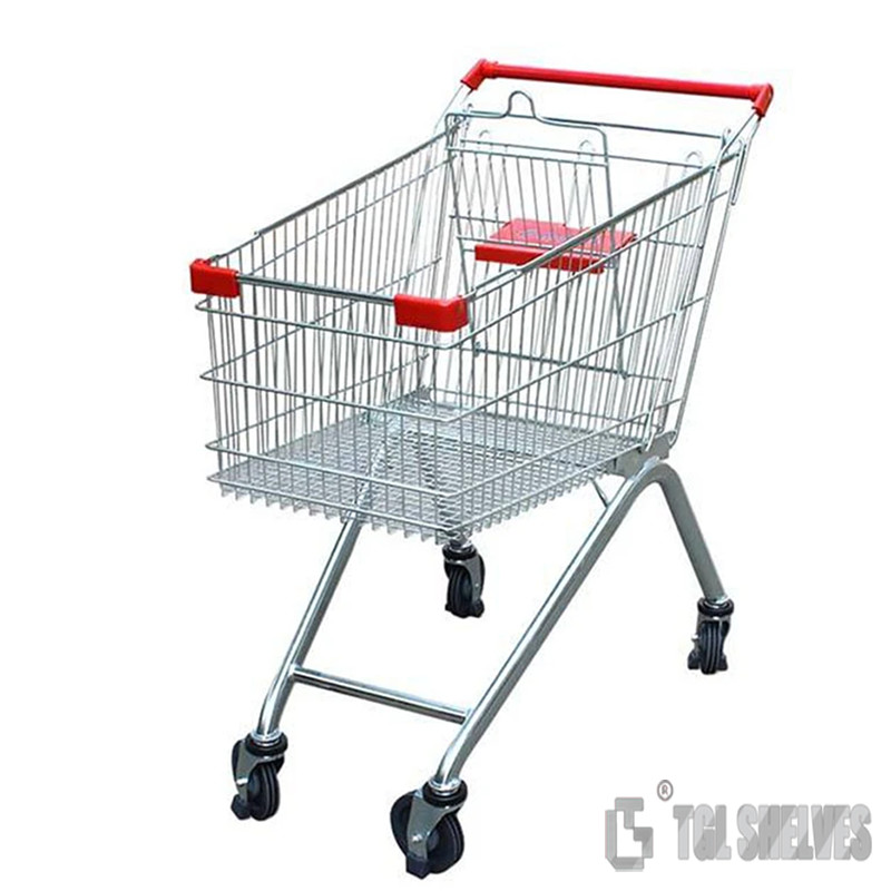 European Style Shopping Cart Trolley Steel Trolley For Supermarket