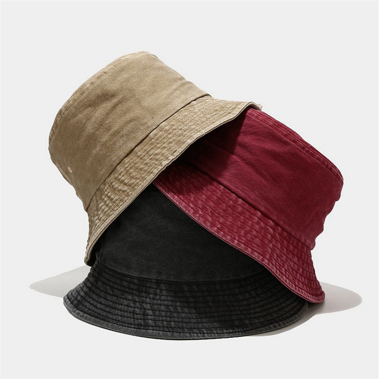 Foldable Plain Fisherman Bucket Hat Washed Cotton Denim cap Unisex For Outdoor