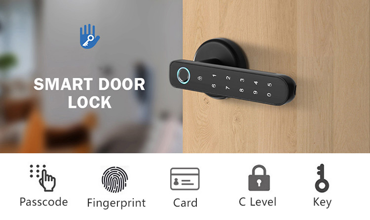 Stainless Steel Smart Handle Door Lock RFID Card Fingerprint Door Handle Lock