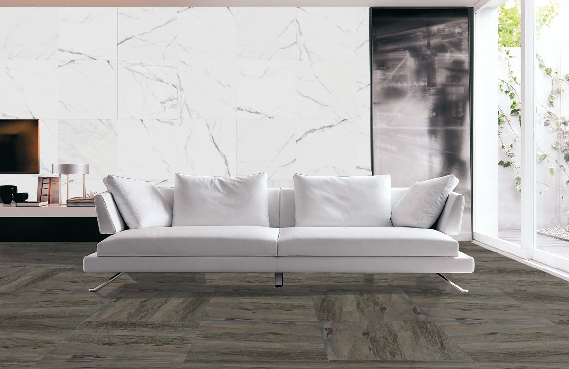 Bright 24 X 48 Floor Tile , Classic Carrara Porcelain Tile Matte Surface