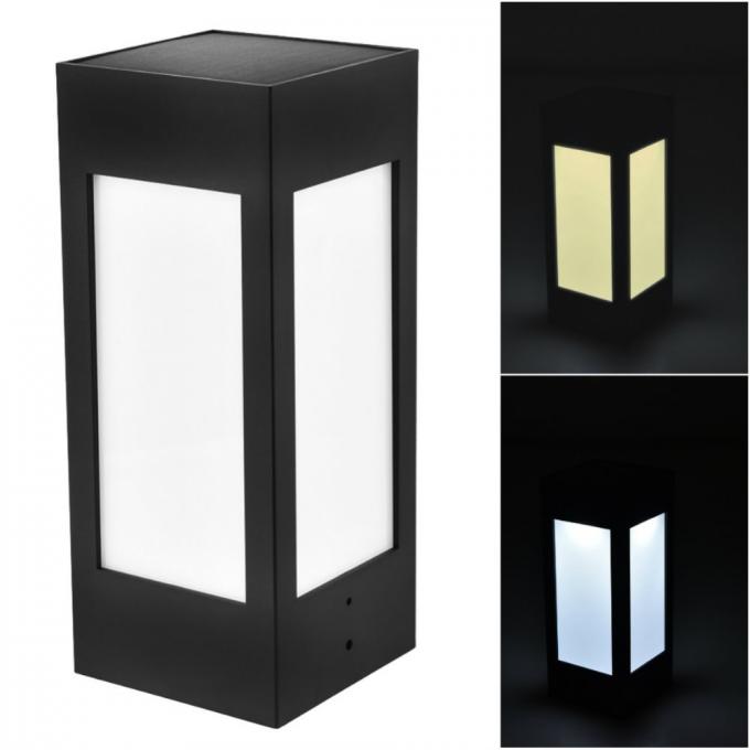 Black Outdoor Solar Pillar Light Waterproof IP65 Garden Light With Solar Powered