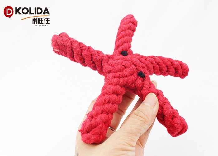 Natural Cotton Rope Pet Toys Red Color 3.5 x 20cm For Teething Cleaning / Playing