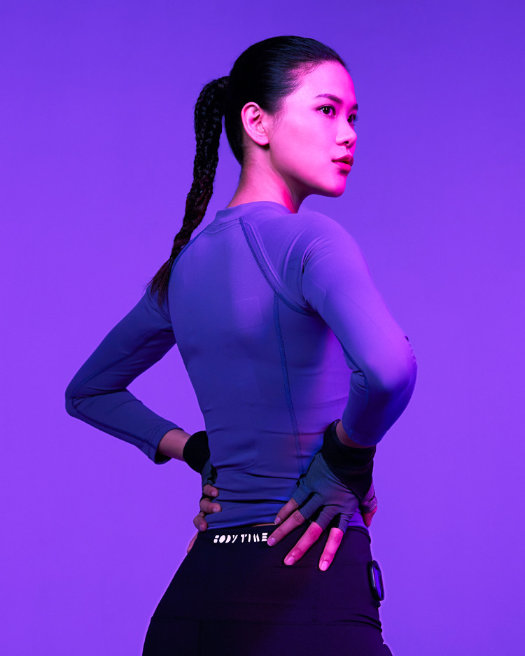 Casual Long Sleeve Ems Training Underwear Nylon Womans Purple Yoga Training Clothes