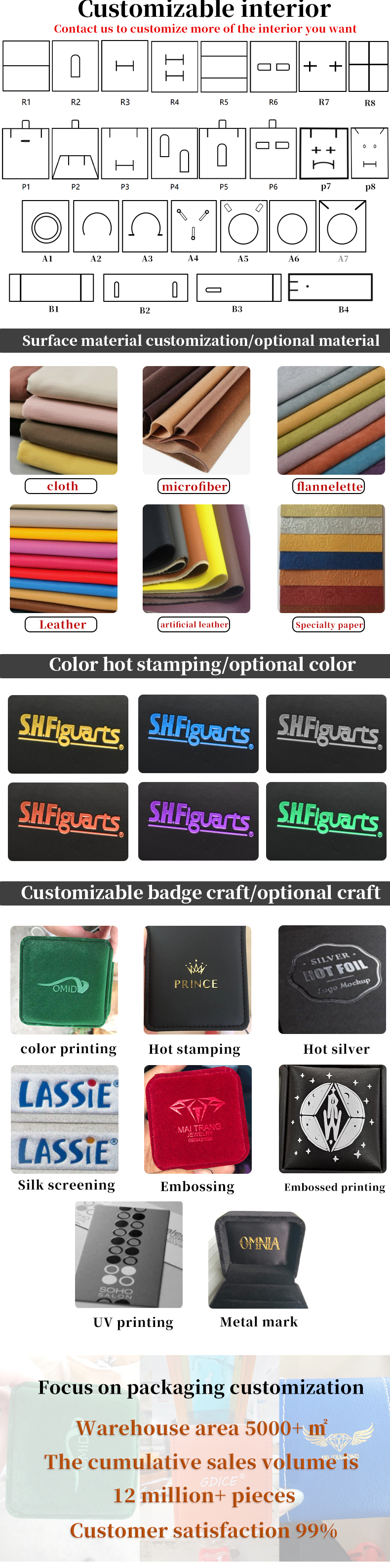 Coffee Arc-Shaped PU Leather Jewelry Box Package for Pendant Ear Ring Packaging