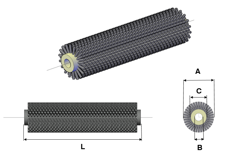 Tufted Bristle Custom Industrial Brushes Cylindrical Fruit Polishing Cleaning Brush Roller