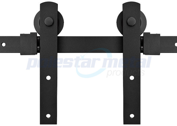 2000mm Rail Satin Black Steel Modern Decorative Sliding Barn Door Hardware Kits