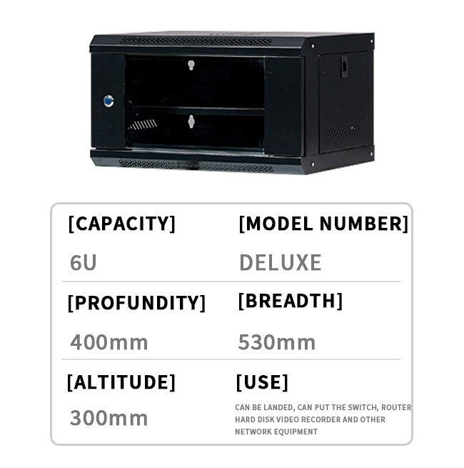 6U Server Rack with Glass Door, Cooling Fan & Locks, Removable Side Panels