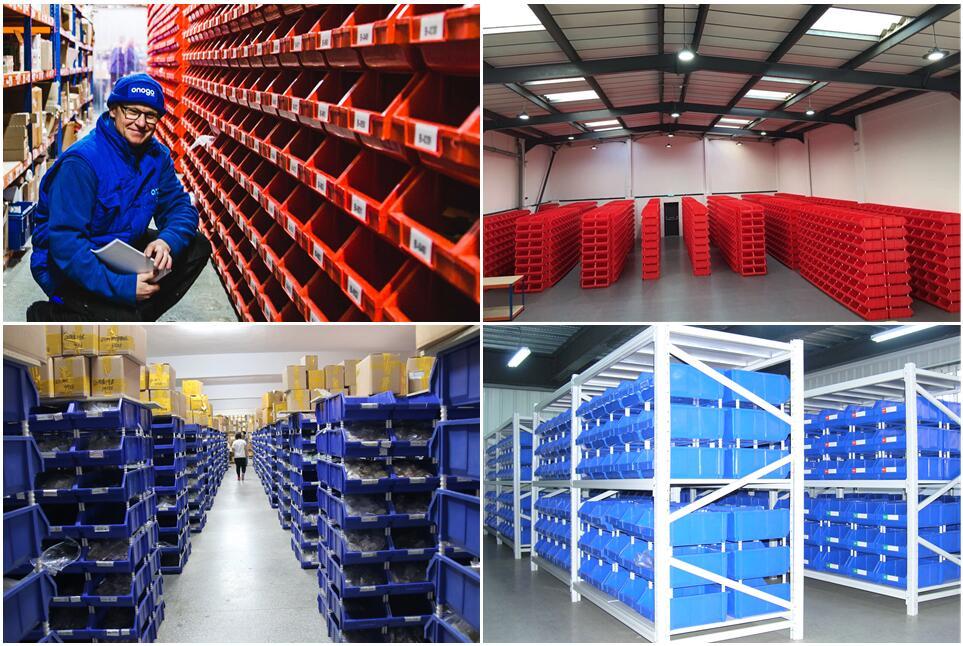Plastic Shelf Bins, Heavy Duty Storage Bins For Garage, Closet, And Drawer Organization OEM Plastic Warehouse Stackable Storage Pick Bin For Small