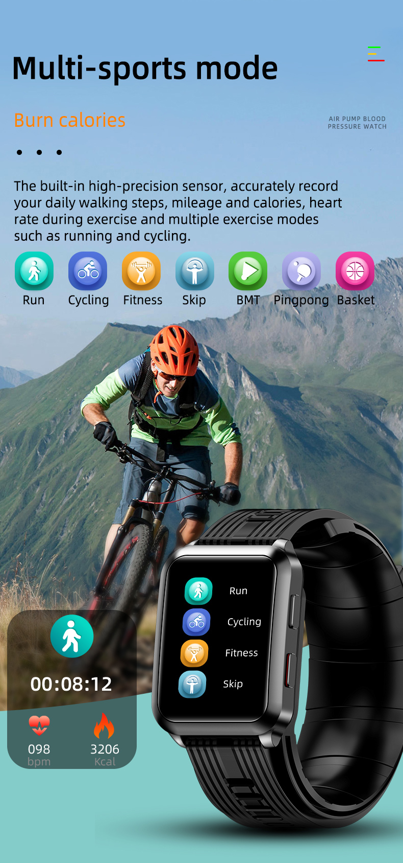 Body Temperature Blood Oxygen Smartwatch Medical Device IP67 with big screen