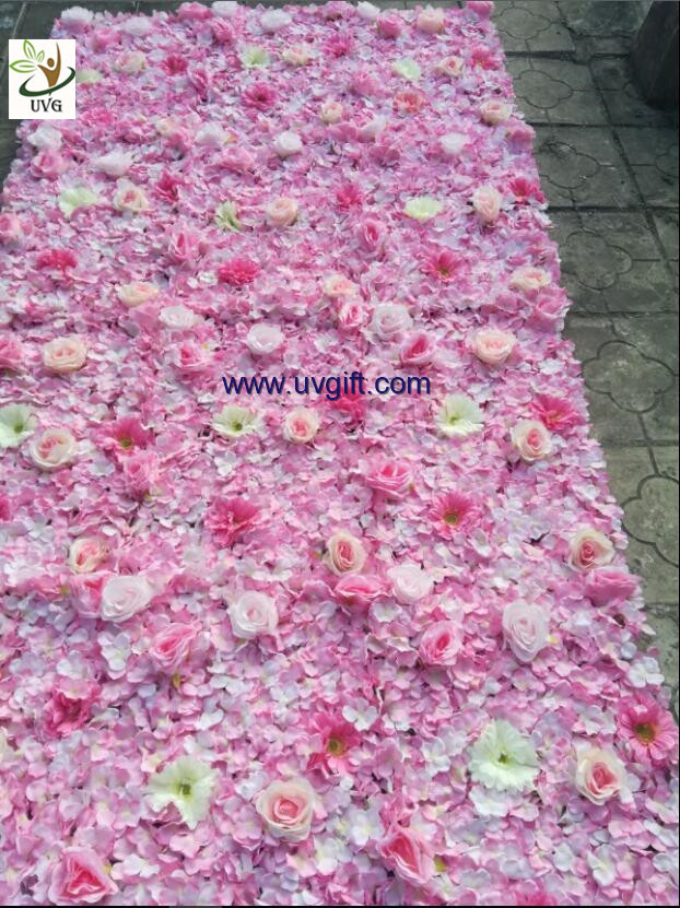 UVG pink hydrangea wedding flower wall for stage background decoration CHR1148