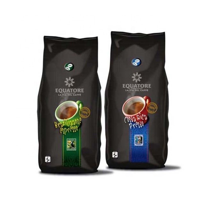 Custom Printed Stand Up Pouch Coffee Bag Flat Bottom Coffee Packaging Bag Pouch With Zipper
