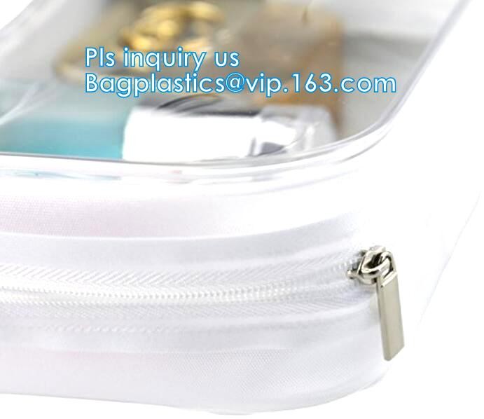 cusotm logo rope handle clear pvc bag with zipper, handle transparent cosmetic bag, Zip lockk Make Up Travel Bag, Organize