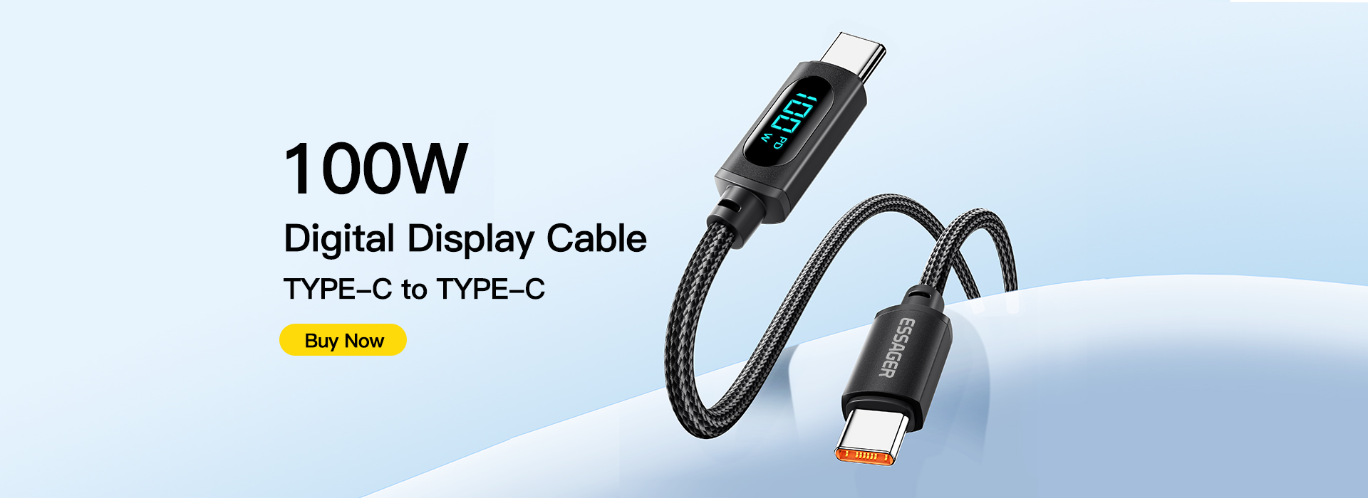 Essager 2022 LED Digital Display Customised 1M 2M Cable OEM/ODM 27W 100W Fast Charging USB Cable For Mobile Phone