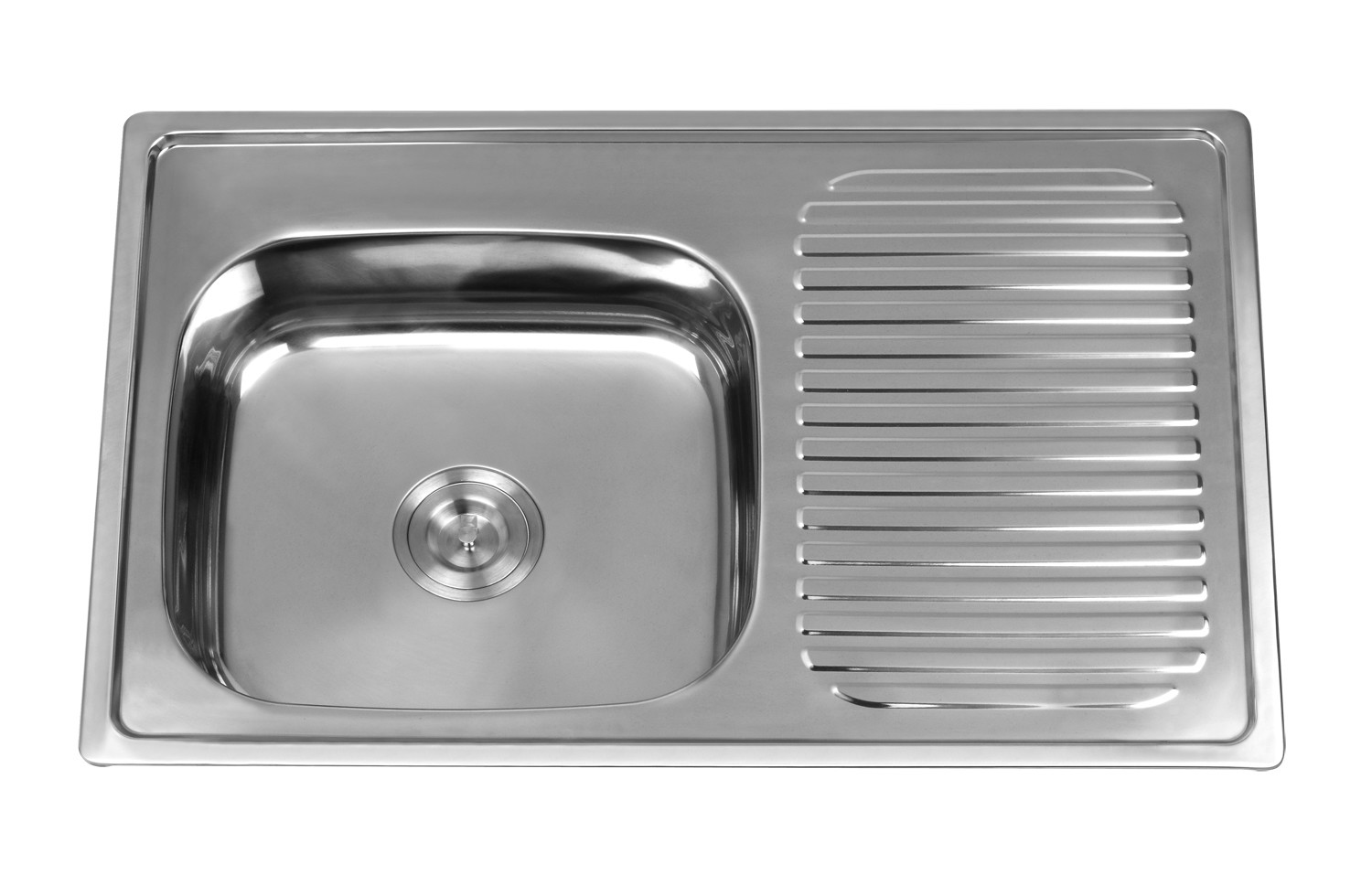 sS201 Size 80X50cm Kitchen Sink With Drainboard 3 Tap Holes