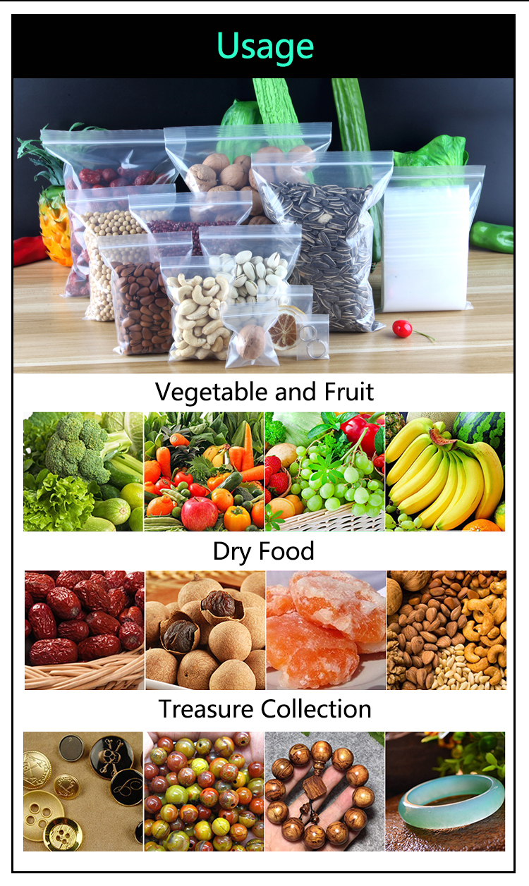 Biodegradable Plastic Bag Transparent PE Slide Seal Freezer Bags, Gallon, Quart, American value, drug store, zipper seal