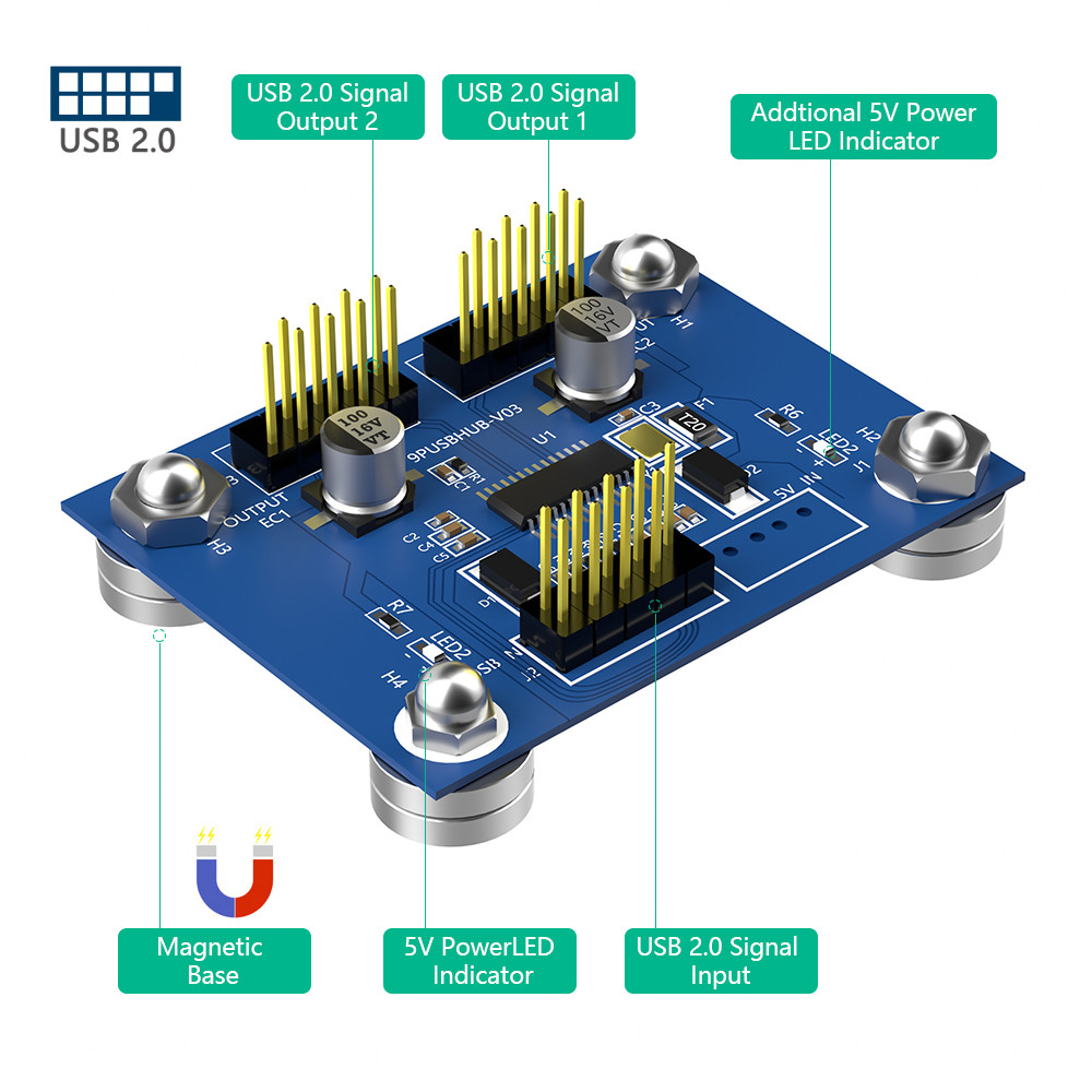 4-Port USB 2.0 Hub with Power LED and Magnetic base