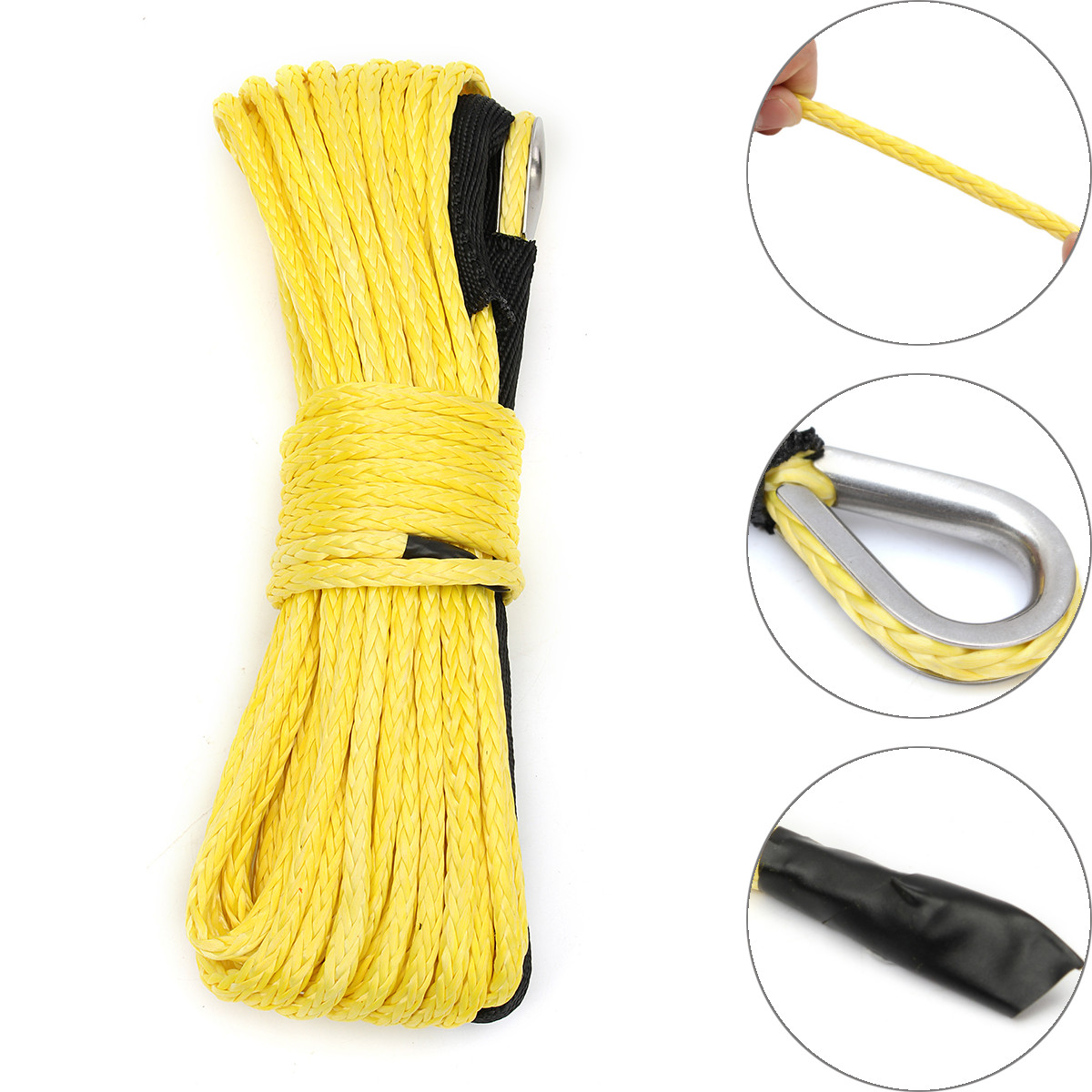 4500 Lbs Cable Pulling Winch with UHMWPE Towing Rope and Braided Synthetic Rope