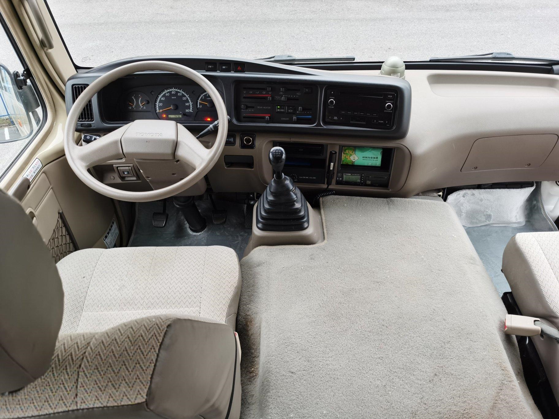 LHD Second Hand Coaster Bus Hino Engine 23 Seater Khaki Bus With Luxury A/C System