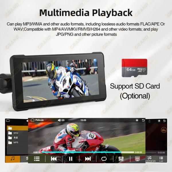 6.86inch Motorcycle Portable GPS Navigation Device Touch Screen Supports Radio Function Dashboard Wireless CARPLAY Android AUTO