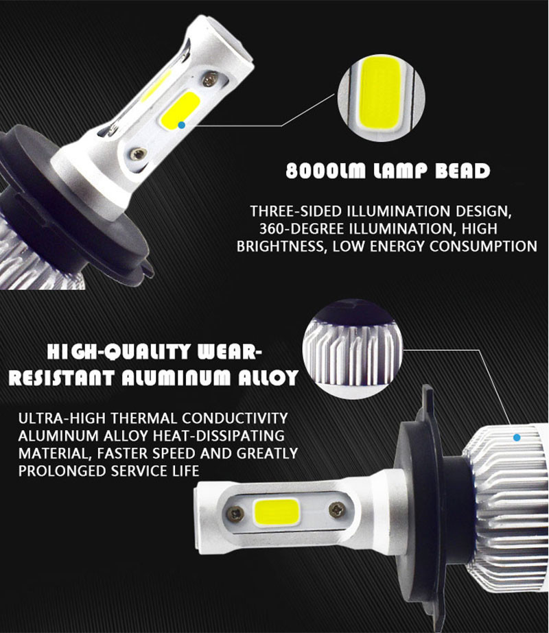 JALN7 Car LED headlight Truck Bulb Fog Lamp H4 H7 H11 40W 8000LM H13 H1 H3 9005 9006 6000K 3000K 12V 24V