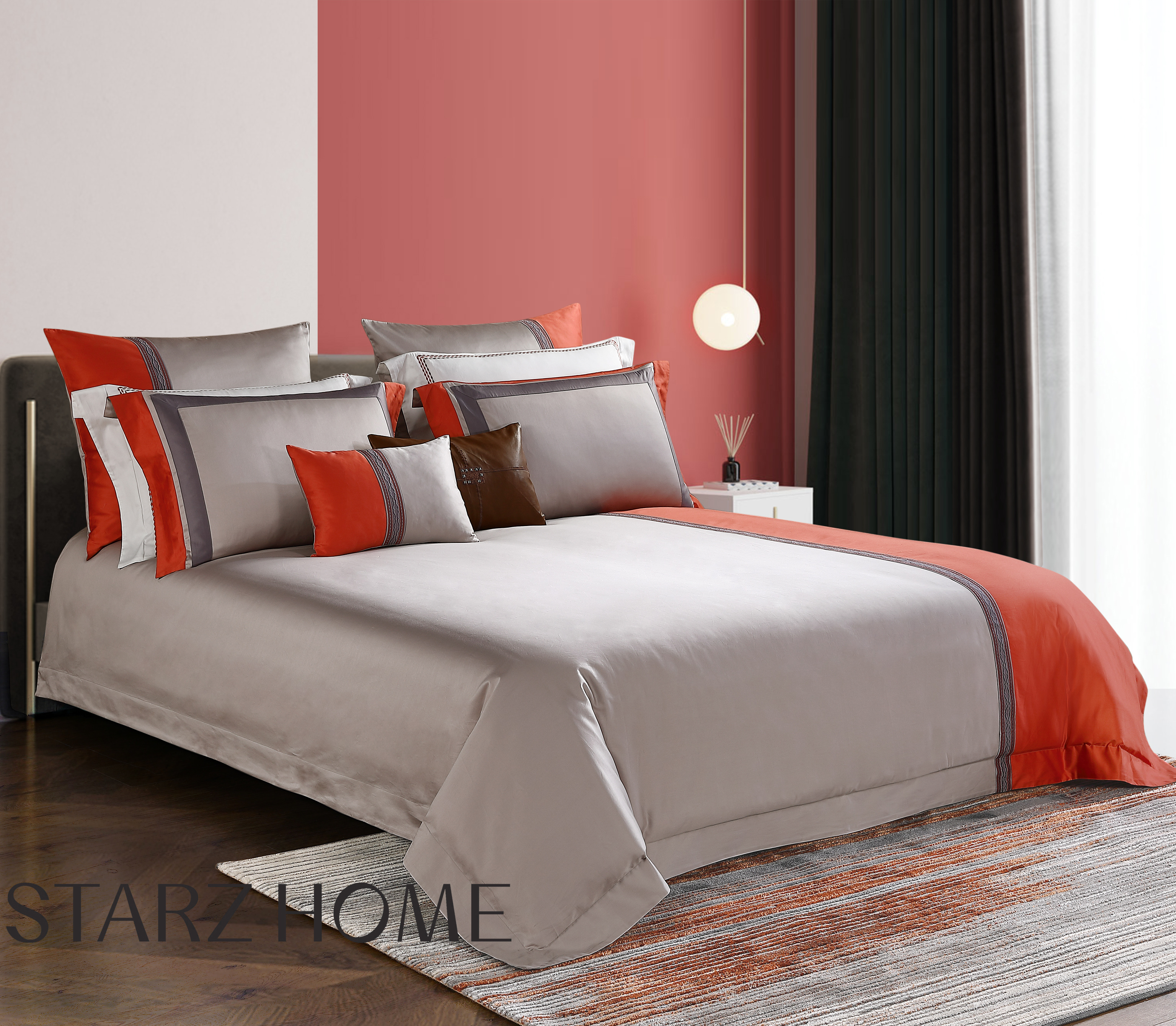 Hotel Bedding Set 100% Cotton 4pcs Flat Bed Sheets and Duvet Cover for Full Size Bed