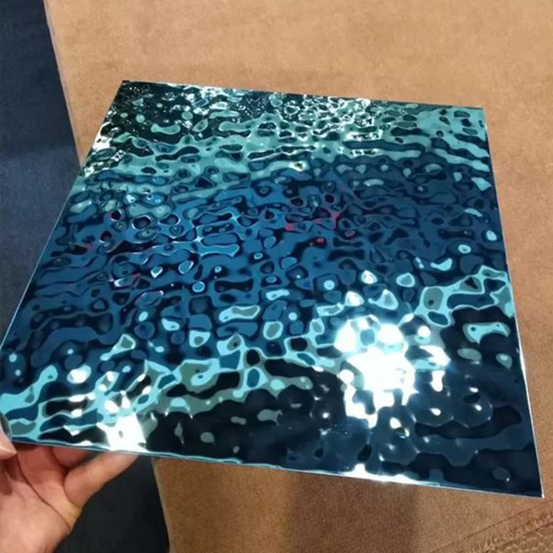 JIS 304 Stainless Steel Sheet 8K Mirror Stamped Water Ripple Wave Patten Bending Metal Sheet