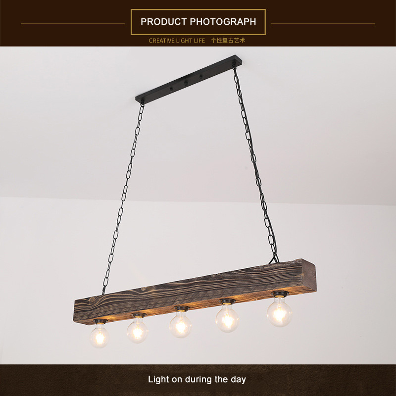 Solid Wood Chandelier Creative Industrial Style Restaurant Living Room Hot Pot Shop vintage pendant lights(WH-VP-214)