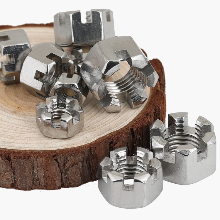 Plain Finish Fine Tooth Blossom Nut Din935 Extra Large Outer Hexagonal Slotted Nuts