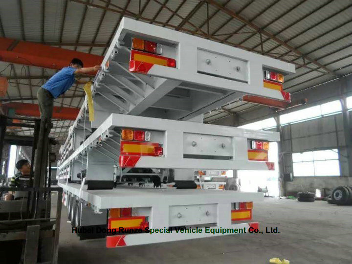 Flatbed Container Trailer 3 axle for container Loading capacity 40 ton ,60ton,80Ton