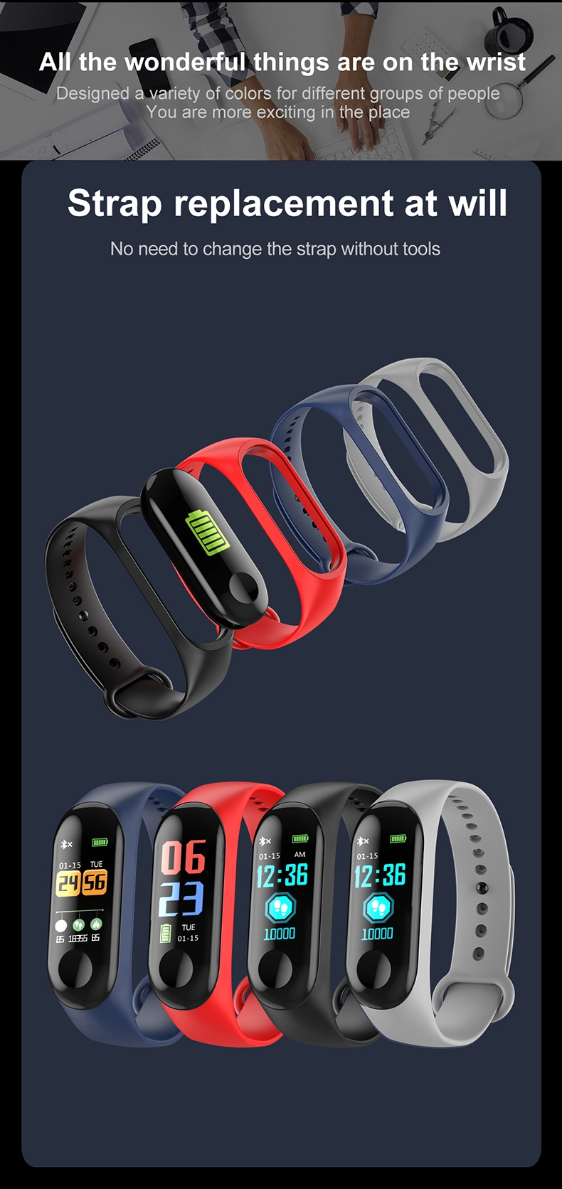 Intelligent Sport M4 M3 M5 Band For Xiaomi Heart Rate Meter Step Factory Price Custom Gift Smart Bracelet