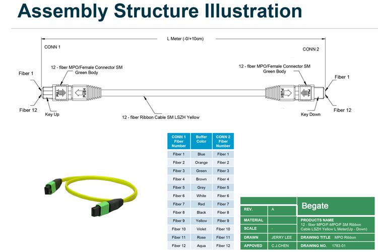 MPO MTP Cable 8 Fiber 12 Fiber 24 Fiber OM5 OFNR Jacket Lime Green