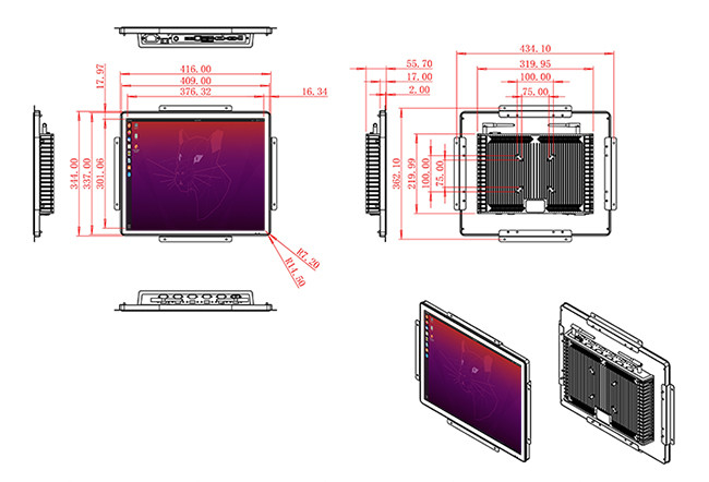 19-Inch Linux Screen for Transportation Systems and Access Control Panels