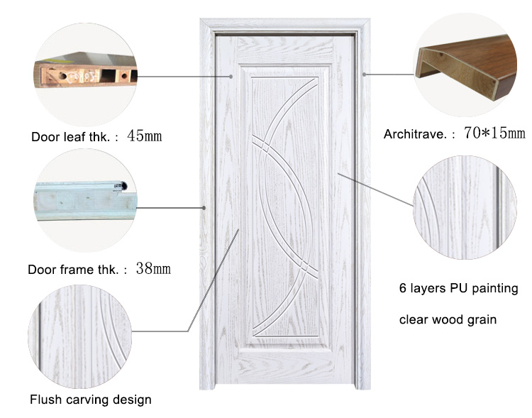 Crackproof Internal Solid Oak Veneer Doors 2.1m Height MDF Finished