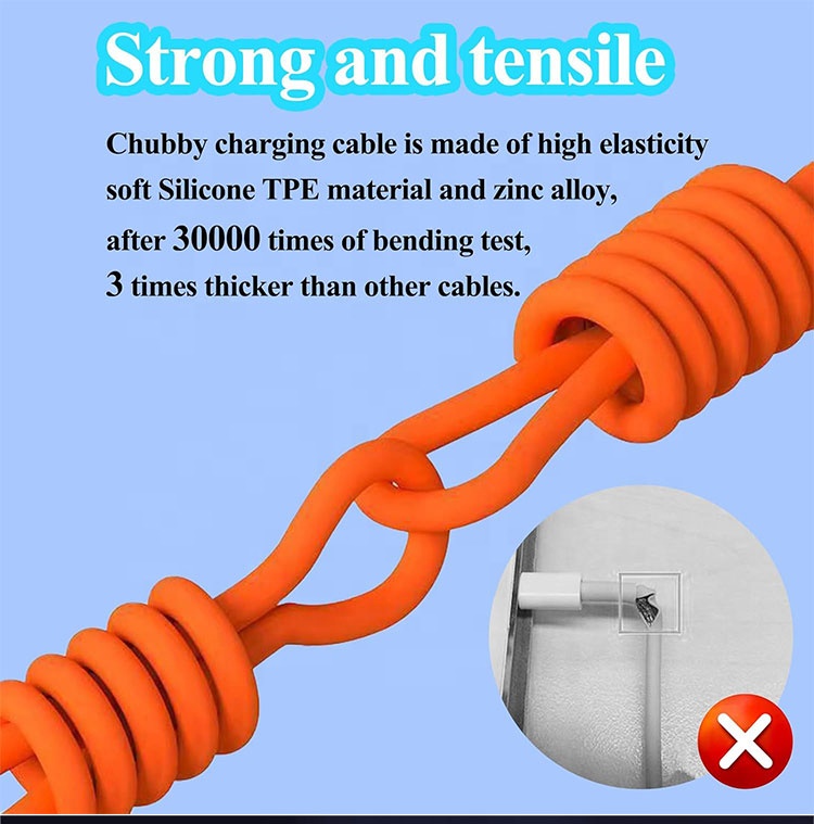 180 Degree Rotating Fast Charging 120w 6A Silicone USB Micro Type C Cable for Android Mobile Phone