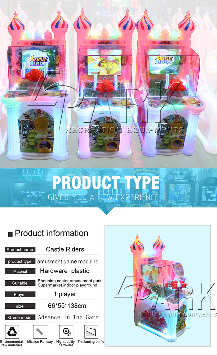 Pink Shooting Arcade Machines / Children Ticket Redemption Coin Operated Video Game Machine